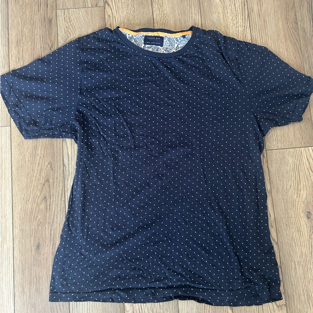Cactus Blue Short Sleeve Tee with Textured Pattern